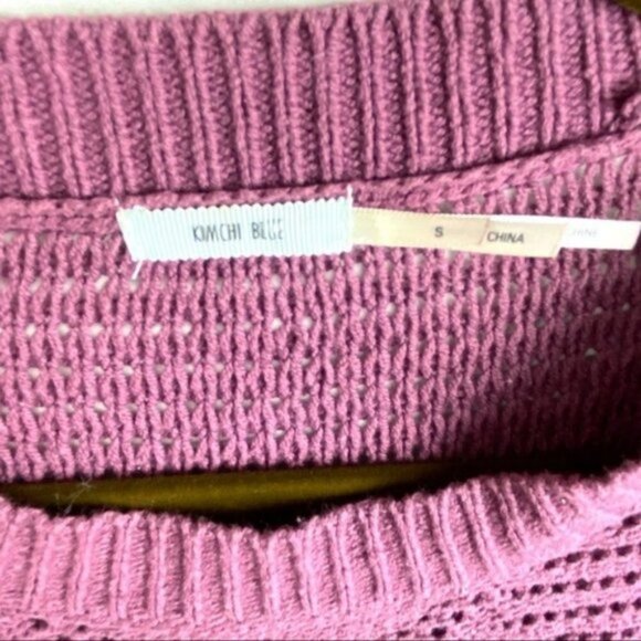 Urban Outfitters‎ Knit Sweater Kimchi Blue Chevron Pointelle Purple Size Small S - Picture 3 of 8